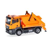 Herpa camión en Miniatura Man TGS NN camión con Gancho portacontenedor AK12, Naranja Municipal, Miniatura a Escala 1:87, Pieza de colección, Fabricado en Alemania, plástico
