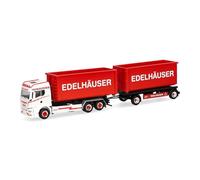 Herpa Camión en Miniatura Man TGS TM Tren de Carretera con contenedores Intercambiables Edelhäuser, Miniatura a Escala 1:87, Pieza de colección, Made in Germany, plástico