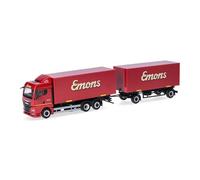 herpa Camión en Miniatura Man TGX GM Tren de Cajas Intercambiables Emons, a Escala 1:87, Pieza de colección, Fabricado en Alemania, plástico