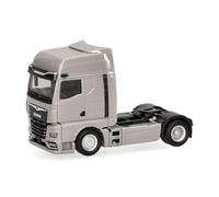 herpa camión en Miniatura Man TGX GX tractora 2 Ejes (con cámaras de Espejo), Gris Platino, Miniatura a Escala 1:87, artículo de colección, Made in Germany, plástico