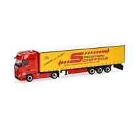 Herpa Camión en Miniatura Mercedes-Benz Actros Gigaspace semirremolque con Lona Spedition Schiffers, Miniatura a Escala 1:87, Pieza de colección, Made in Germany, plástico