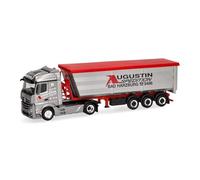 Herpa camión en Miniatura Mercedes-Benz Actros Streamspace tráiler volquete de Acero Augustin Spedition, Miniatura a Escala 1:87, Pieza de colección, Fabricado en Alemania, plástico