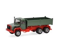 Herpa camión en Miniatura Mercedes/Iveco Morro Largo camión volquete 3 Ejes, Verde, Miniatura a Escala 1:87, Pieza de colección, Fabricado en Alemania, plástico