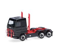 herpa Camión en Miniatura Scania 143 Streamline Cabeza tractora de 3 Ejes (6x4), Negro, a Escala 1:87, Pieza de colección, Fabricado en Alemania, plástico