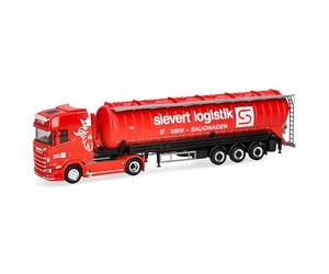 Herpa Camión en Miniatura Scania CS 20 HD semirremolque silo aspirante Sievert Logistik, Miniatura a Escala 1:87, Pieza de colección, Made in Germany, plástico