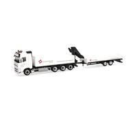 herpa camión en Miniatura Volvo FH GL 2020 Plataforma 4 Ejes con Remolque bajo 2 Ejes Schachinger (Austria), Miniatura a Escala 1:87, artículo de colección, Made in Germany, plástico