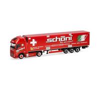 Herpa Camión en Miniatura Volvo FH GL XL 2020 eléctrico semirremolque frigorífico Schöni (Suiza), Miniatura a Escala 1:87, Pieza de colección, Made in Germany, plástico