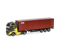 herpa Camión en Miniatura Volvo FH GL XL Electric semirremolque contenedor 40ft Ancotrans/CAI, a Escala 1:87, Pieza de colección, Fabricado en Alemania, plástico