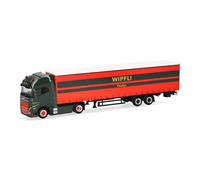 Herpa Camión en Miniatura Volvo FH GL XL eléctrico semirremolque con Lona Wipfli (Suiza), Miniatura a Escala 1:87, Pieza de colección, Made in Germany, plástico