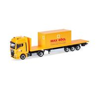 herpa Camión Man TGX GX semirremolque de Plataforma con contenedor Oficina MAX Bögl (Baviera/Sengenthal), Escala 1:87, Pieza de colección, plástico