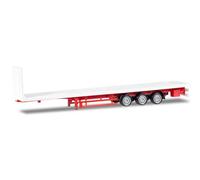 Herpa Camión Modelo Lowliner, semirremolque Plano de 3 Ejes, Blanco, Miniatura a Escala 1:87, Coleccionable, Fabricado en Alemania, plástico, de Colores