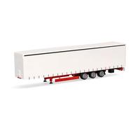 herpa Camión Modelo Lowlinergardinenplanenauflieger 15m 3achs, Blanco, Miniatura a Escala 1:87, Coleccionable, Fabricado en Alemania, plástico