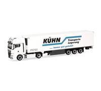 herpa Camión Modelo Man TGX GX Semi-Remolque de Caja Refrigerada Kühn Kühltransporte (Renania del Norte-Westfalia/Ostbevern), Miniatura a Escala 1:87, Pieza de colección, plástico
