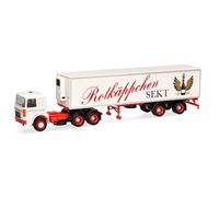 herpa Camión Modelo Roman Diesel 6x4 Semi-Remolque de Caja Refrigerada Rotkäppchen Sekt (Sajonia-Anhalt/Freyburg), Miniatura a Escala 1:87, Pieza de colección, plástico