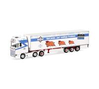 herpa camión Modelo Scania CS 20 HD semirremolque refrigerado 'Kurant Fleisch', Tractor con grúa de Carga y Soporte Trasero, Miniatura a Escala 1:87, Fabricado en Alemania, plástico