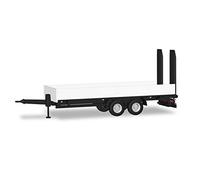 herpa- Tandemanhänger Camión Remolque tándem de Carga Baja con rampas de Acceso, Blanco, Color (076913)