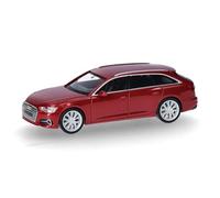 herpa Coche en Miniatura Audi A6 Avant, Rojo Tango Metalizado, Miniatura a Escala 1:87, Pieza de colección, Fabricado en Alemania, Modelo de plástico