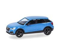 Herpa Coche en Miniatura Audi Q2 en Azul Turbo, Miniatura a Escala 1:87, Pieza de colección, Fabricado en Alemania, Modelo de plástico