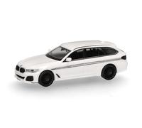 herpa Coche en Miniatura BMW Alpina B5 Touring, Blanco, a Escala 1:87, Pieza de colección, Fabricado en Alemania, Modelo de plástico