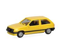 Herpa Coche en Miniatura Opel Corsa A de 2 Puertas, Amarillo Jamaica, Miniatura a Escala 1:87, Pieza de colección, Fabricado en Alemania, Modelo de plástico