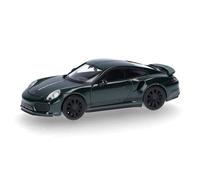herpa Coche en Miniatura Porsche 911 (991) Turbo, Verde British Racing Green, Miniatura a Escala 1:87, Pieza de colección, Fabricado en Alemania, Modelo de plástico