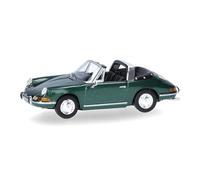 herpa Coche en Miniatura Porsche 911 Targa, Escala 1:87, Pieza de colección, Modelo de plástico, Color: Verde Metalizado