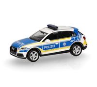 herpa Coche Miniatura Audi Q5 Policía de Baviera, Miniatura a Escala 1:87, Pieza de colección, Fabricado en Alemania, Modelo de plástico.