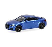 herpa Coche Modelo Audi TT Coupé, Miniatura a Escala 1:87, Pieza de colección, Fabricado en Alemania, Modelo de plástico, Color: Azul arábico/Efecto Cristal.