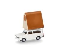 herpa Coche Modelo Trabant 601 Universal con Tienda de Techo, Miniatura a Escala 1:87, Pieza de colección, Fabricado en Alemania, Modelo de plástico