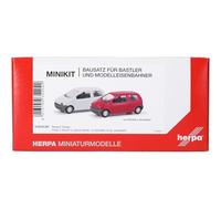 Herpa Juego de 2 minikit Renault Twingo, Vermehlo Vivo/Jaune Vainilla, Miniatura a Escala 1:87, Coleccionable, Kit para modelismo, plástico