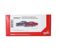 herpa Kit de Montaje MiniKit Mercedes-Benz Clase S (W126), 2 Unidades, Miniatura a Escala 1:87, Pieza de colección, Kit de modelismo, plástico, Color: Azul Zafiro y Rojo Vino