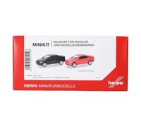 Herpa Kit de Montaje MiniKit Opel Coupé (2000), Negro y Rojo Magma, 2 Piezas, Miniatura a Escala 1:87, Pieza de colección, Kit de modelismo, plástico