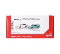 herpa Kit de Montaje MiniKit Porsche 911 GT3 (996) Grand Prix Blanco y Verde Claro, 2 Unidades, Miniatura a Escala 1:87, Pieza de colección, Kit de modelismo, plástico