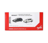 Herpa Kit de Montaje MiniKits Porsche Cayenne Turbo, British Racing Green/Blanco Arena, Miniatura a Escala 1:87, Pieza de colección, Kit de modelismo, plástico