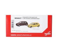 Herpa Kit de Montaje MiniKits Renault Clio 16V, Jaune/Rouge Etrusque, Miniatura a Escala 1:87, Pieza de colección, Kit de modelismo, plástico