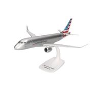 Herpa Miniatura del avión American Eagle Embraer E175 - Snap-Fit, Escala 1:100, Modelo prefabricado, maqueta de colleción, modelismo, Avion con Soporte, Figura plástico