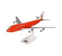 Herpa Snap-Fit Modelo de avión Braniff International Boeing 747-100 "Big Pumpkin, Miniatura a Escala 1:250, Pieza de colección, Modelo con Soporte, plástico