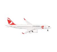 Herpa Miniatura del avión CSA Czech Airlines Airbus A220-300, Escala 1/400, maqueta de colección, modelismo, avión con Soporte, Figura Metal