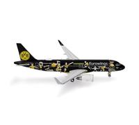 Herpa Miniatura del avión Eurowings Airbus A320 BVB Fanairbus - D-AEWM, Escala 1/400, Modelo prefabricado, maqueta de colleción, modelismo, Avion sin Soporte, Figura Metal