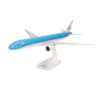 herpa Miniatura del avión KLM Boeing 777 300ER - Snap-Fit, Escala 1/200, Modelo prefabricado, maqueta de colleción, modelismo, Avion con Soporte, Figura plástico