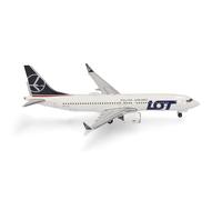 Herpa Miniatura del avión Lot Polish Airlines Boeing 737 MAX 8, Escala 1/500, Modelo prefabricado, maqueta de colleción, modelismo, Avion sin Soporte, Figura Metal