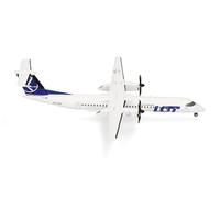Herpa Miniatura del avión Lot Polish Airlines Bombardier Q400, Escala 1/200, Modelo prefabricado, maqueta de colección, modelismo, avión con Soporte, Figura Metal