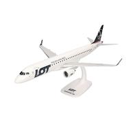 herpa Modelo de avión Snap-Fit Lot Polish Airlines Embraer E195 - SP-LND, Miniatura a Escala 1:100, Pieza de colección, Modelo con Base, plástico