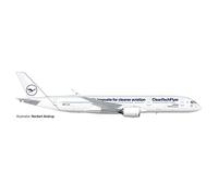 herpa Miniatura del avión Lufthansa Airbus A350-900 CleanTechFlyer, D-AIVD, Escala 1/200, Modelo prefabricado, maqueta de colleción, modelismo, Avion con Soporte, Figura plástico