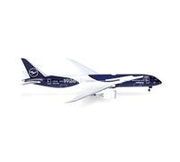 Herpa Miniatura del avión Lufthansa Boeing 787-9 Dreamliner 100 años, Escala 1/500, Modelo prefabricado, maqueta de colleción, modelismo, Avion sin Soporte, Figura Metal