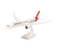 herpa Miniatura del avión Qantas Boeing 787-9 Dreamliner - Snap-Fit, Escala 1/200, Modelo prefabricado, maqueta de colleción, modelismo, Avion con Soporte, Figura plástico