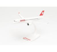 Herpa Miniatura del avión Swiss International Air Lines Airbus A220-300 - Snap-Fit, Escala 1/200, Modelo prefabricado, maqueta de colleción, modelismo, Avion con Soporte, Figura plástico