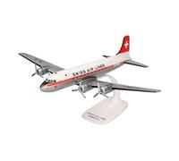 Herpa Miniatura del avión Swissair Douglas DC-4 - Snap-Fit, Escala 1/125, Modelo prefabricado, maqueta de colleción, modelismo, Avion con Soporte, Figura plástico
