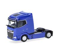 Herpa Miniatura del camión DAF XG Facelift tractora de 2 Ejes, Azul, con grúa de Carga y estabilizador Trasero, Escala 1/87, maqueta de colección, modelismo, Modelo alemán, Figura plástico