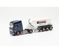 Herpa Miniatura del camión DAF XG+ Greiwing semirremolque para graneles, Escala 1/87, maqueta de colleción, modelismo, Modelo aleman, Figura plástico